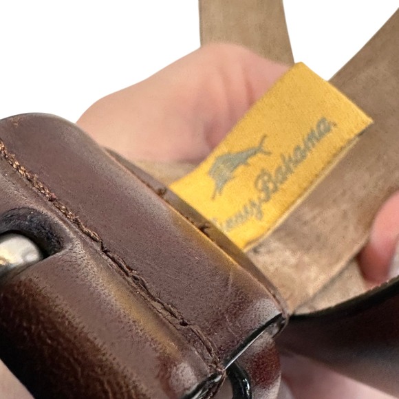 Tommy Bahama Mens Brown Genuine Leather Woven Belt Silver Buckle Size 36 - Picture 7 of 13